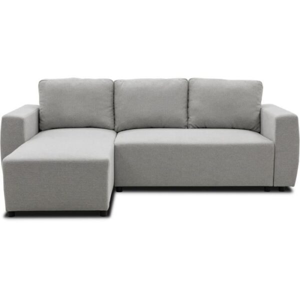 Canapé d'angle convertible réversible 3 a 4 places - PHARELL - Tissu souris - Coffre de rangement - L 224 x P 155 x H 85 cm
