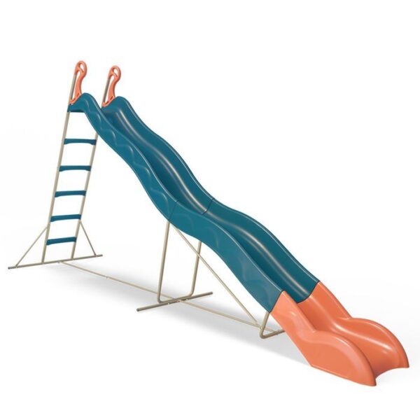 Toboggan - ALEO BY TRIGANO - Valou - 3,80 m - Bleu/corail - Pour enfants de 3 a 12 ans