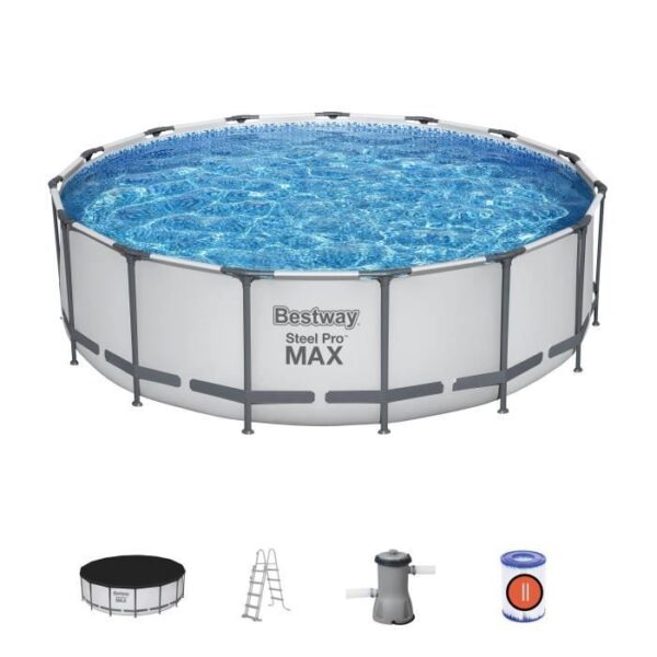 Piscine hors sol tubulaire - BESTWAY - Steel Pro Max - 457 x 122 cm - Ronde - Filtre a cartouche
