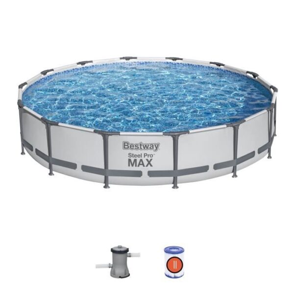 Kit Piscine hors sol tubulaire BESTWAY  - Steel Pro Max - 427 x 84 cm - Ronde (Filtre a cartouche, 1 cartouche)