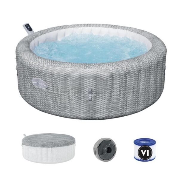Spa gonflable BESTWAY - Lay-Z-Spa Bali - 140 airjets - 196 x 71 cm - 4 a 6 places - Rond (couverture, cartouche, diffuseur)