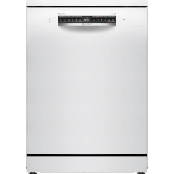 Lave-vaisselle pose libre BOSCH SMS4EMW01F SER4 - 14 couverts - Induction - L60cm - 42 dB - tiroir a couverts - Blanc