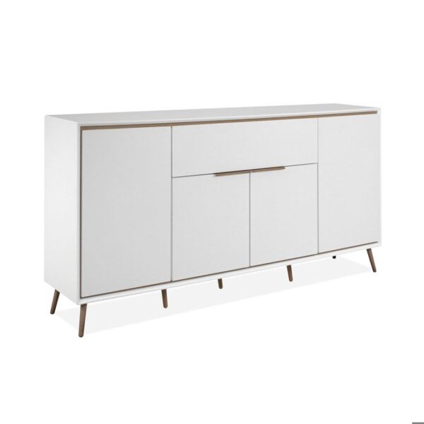 Buffet - ARONA 51B - Blanc / Chene artisan - 4 portes, 1 tiroir - 175 x 90 x 38 cm