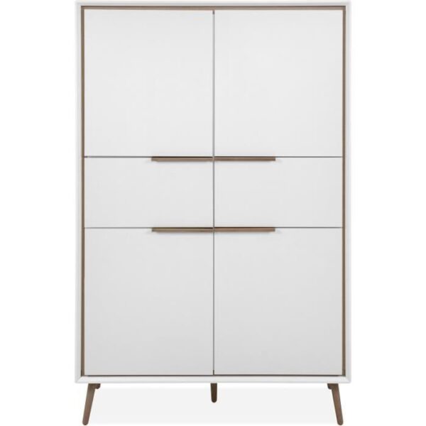 Buffet Haut - ARONA 53B - Blanc / Chene artisan - 4 portes, 2 tiroirs - 175 x 90 x 38 cm