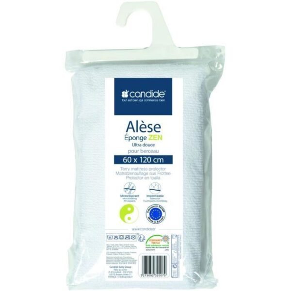 Protege Matelas Bébé 60x120 Zen - Alese Bébé - Viscose Bamboo - Silencieux - Imperméable - Absorbant - oeko Tex Blanc