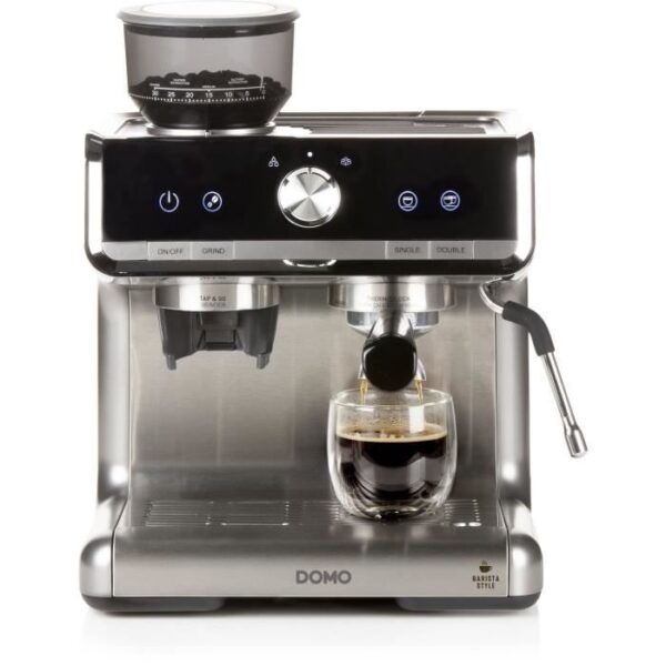 Machine a Espresso semi-professionnelle avec moulin - DOMO - DO720K - 1500 W - 15 bar - 1 ou 2 tasses - 30 réglages