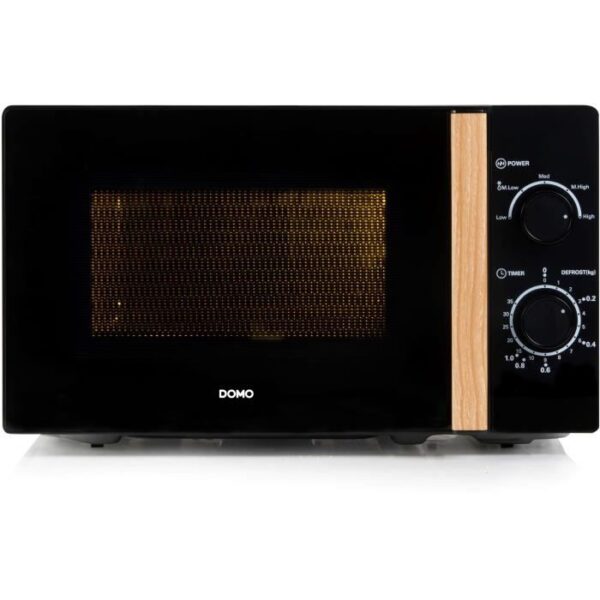 Four micro-ondes DOMO DO2820 - 20L - 700W - Minuterie 35mn - Fonction décongélation - L44 x P35,8 x H 25,8 cm - Noir finition bois