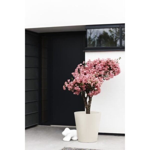 Pot de fleurs - ELHO - Pure Straight Round 50 - Blanc Lin - L 50 x B 49.5 x H 51 cm - 100% recyclé
