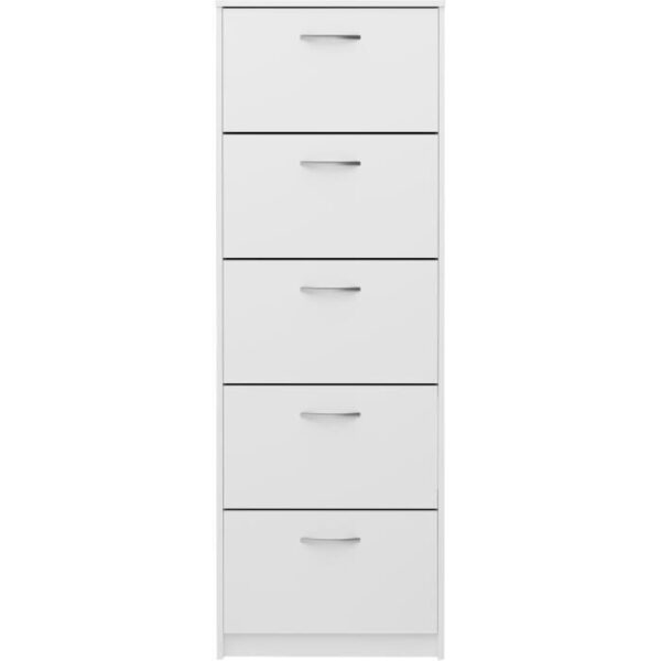 Meuble a chaussures  - Blanc - 5 Abattants - 10 paires - L58,5 x H168,5 x P17 cm - Fabriqué en Allemagne