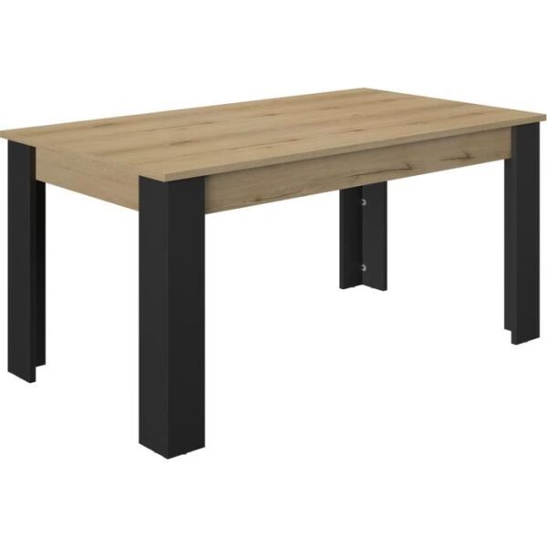 Table a manger extensible - GAMI - TRUST - Chene / Noir - 8 personnes - 160 x 90 x 77 cm