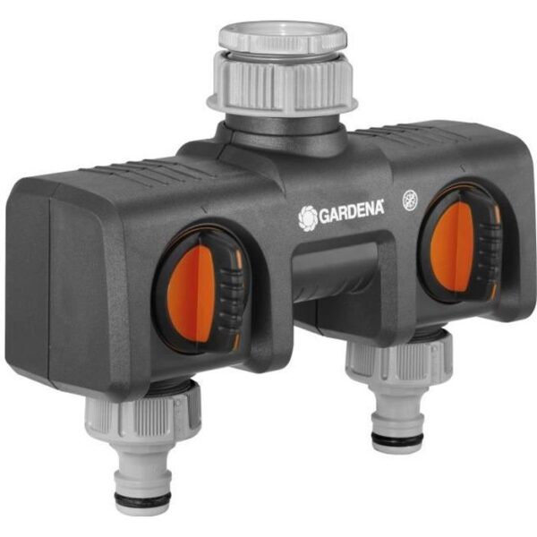 GARDENA Sélecteur d'arrosage 2 voies  Double sorties d'eau indépendantes  Connexion unique GARDENA  Garantie 5 ans (8193-20)
