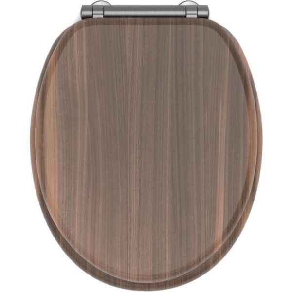 Abattant WC - GELCO - Walnut Noyer - MDF FSC - Frein de chute - Charnieres métal graphite brossé
