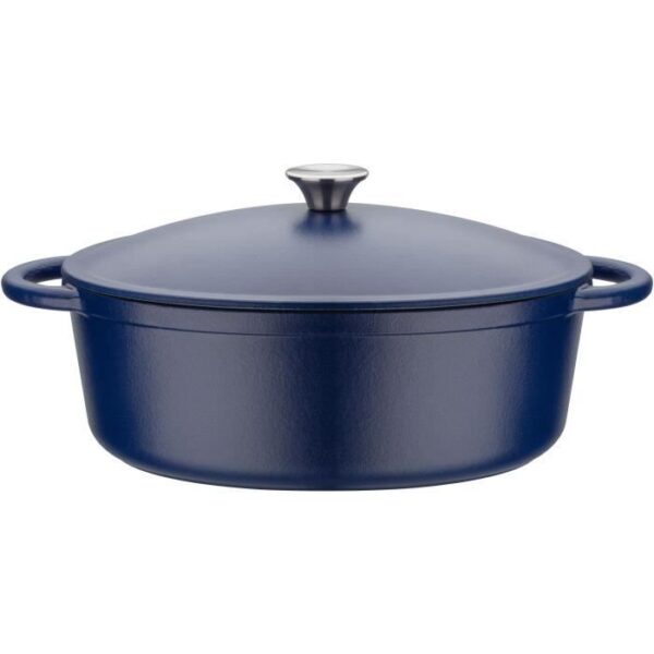 Cocotte fonte massive - GSW - BLUE MAGIC - 33 x 25 cm - Ovale - Induction - Bleu