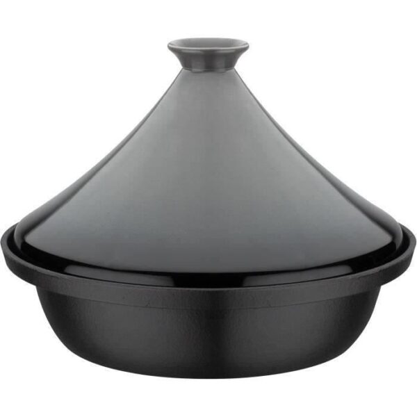 Tajine fonte massive - GSW - 30 x 22 cm - Couvercle céramique - Induction - Gris