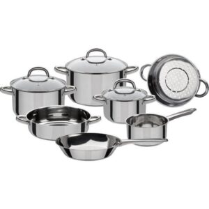 Batterie de cuisine 10 pcs - GSW - MONTREAL - compatible Induction - Acier inoxydable 18/10
