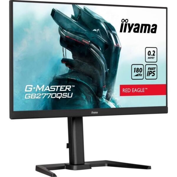 Ecran PC Gamer - IIYAMA -  27 - QHD - 180Hz - Dalle Fast IPS - 0,2ms - Ajustable en hauteur - GB2770QSU-B6