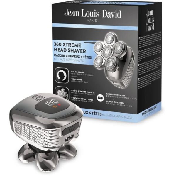 Rasoir cheveux - JEAN LOUIS DAVID - JLD 360 XTREME HEAD SHAVER - 6 tetes rotatives - Autonomie 60 min
