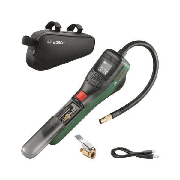 pompe a air comprimé sans fil BOSCH Easypump 3,6V - pour gonfler pneus (vélo, voiture, moto) ballons avec sacoche vélo 0603947002