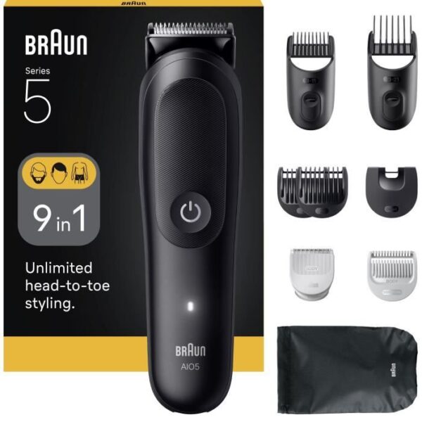 Tondeuse cheveux et barbe - Série 5-  BRAUN - AIO5540 - 120 min - 14 réglages - Noir