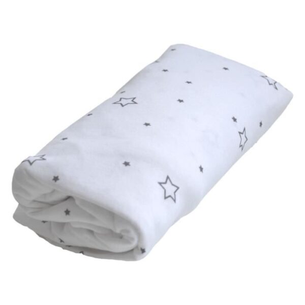Drap housse imperméable - DOMIVA - 60 x 120 cm - Blanc imprimé étoiles gris