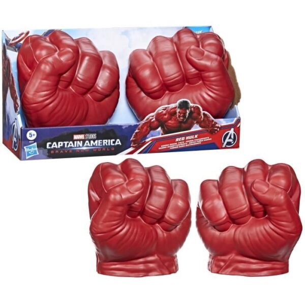 Poings fracassants de Red Hulk, jouet de déguisement, Marvel Avengers Captain America: Brave New World, des 5 ans