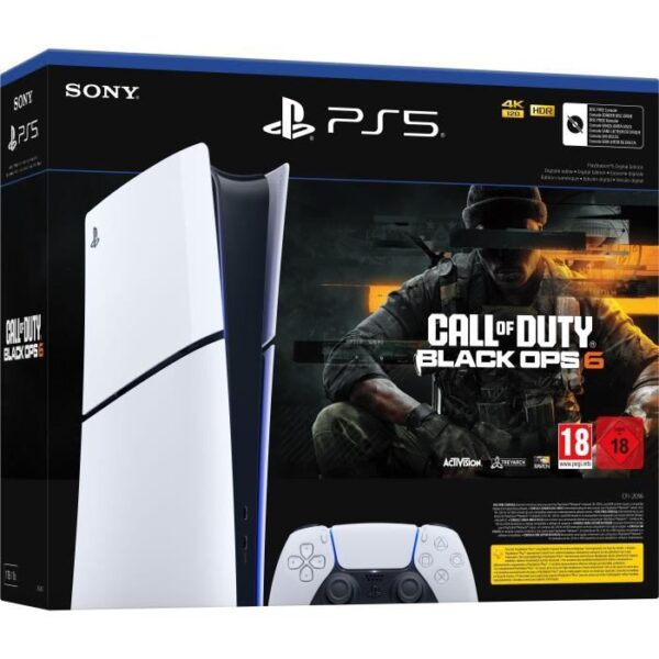 Pack PS5 Digital : Console PlayStation 5 (modele Slim) + Call of Duty : Black Ops 6 (code dans la boite)