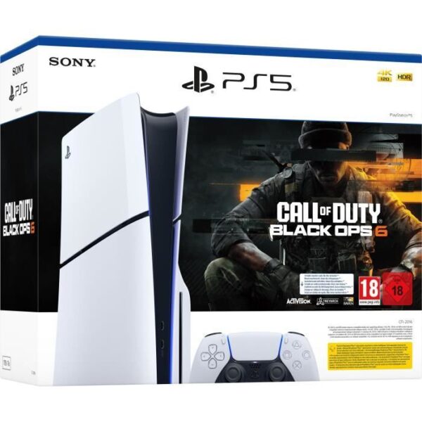 Pack PS5 Standard : Console PlayStation 5 (modele Slim) + Call of Duty : Black Ops 6 (code dans la boite)