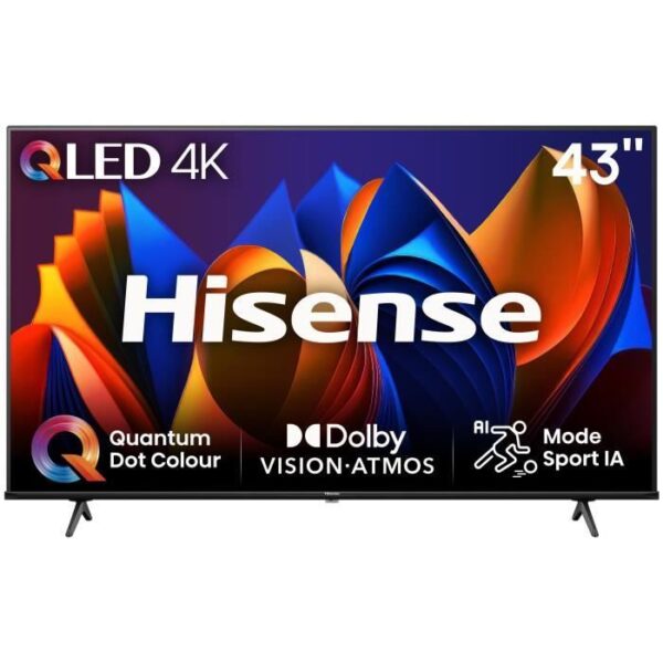 Hisense 43E77NQ - TV QLED 43 (109 cm) - 4K UHD 3840x2160 - HDR10+ - TV connecté - 3xHDMI 2.1 - WiFi