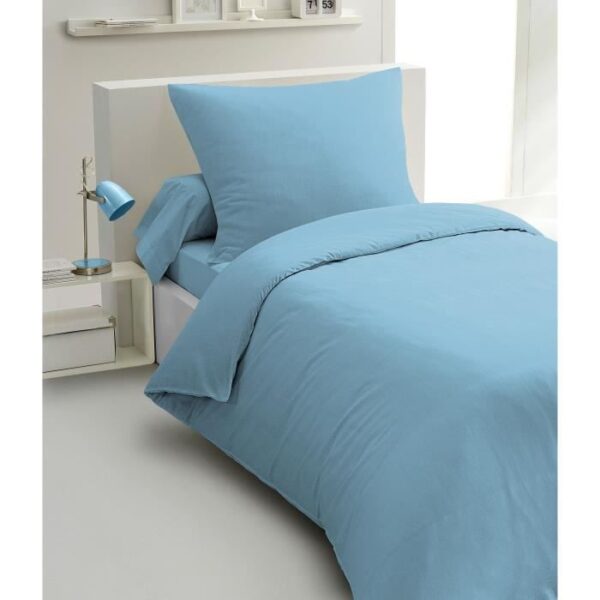 Parure de couette 2 pieces - HOME LINGE PASSION - HP72068 - Microfibre 82 g - 140 x 200 cm - Bleu ciel
