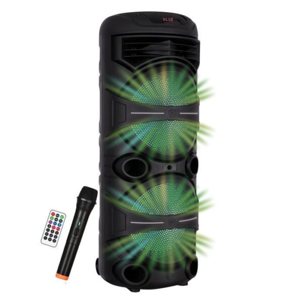 Enceinte karaoké - INOVALLEY - Lumineuse - 1000 Watts - Bluetooth V5.0 - Autonomie 2 a 3 heures  - Micro sans fil inclus