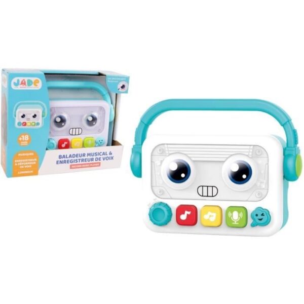 Baladeur robot musical & lumineux - J.A.D.E - 17 cm - Musique, Enregistrement & Déformation de Voix - Des 18 Mois