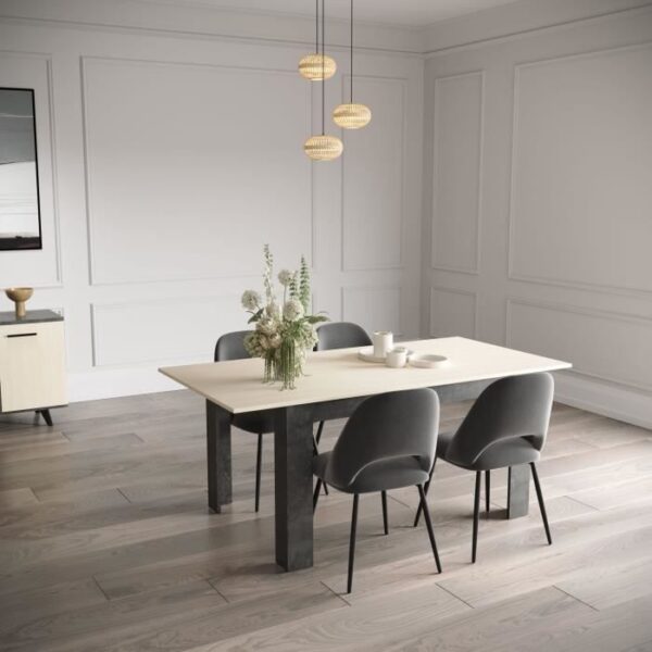 Ensemble séjour - Enfilade, Buffet haut, Table a manger extensible - KENT - Chene de fil / Sidewalk - DEMEYERE