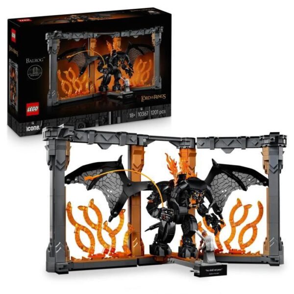 LEGO Icons Le Seigneur des Anneaux : Book Nook du Balrog - Set de Construction - Décoration pour Étagere DIY - Minifigurine de Ganda