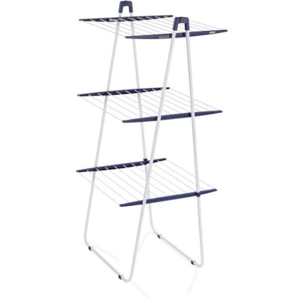 Séchoir a linge Leifheit 190 Pegasus Tower 81435, étendoir a linge a  taille compacte avec 19m d'étendage, tour a 3 niveaux, blanc