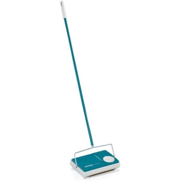 Balai mécanique Leifheit Regulus 11700, balayeuse efficace avec 3 brosses rotatives de balayage, sans câble ni électricité,turquoise