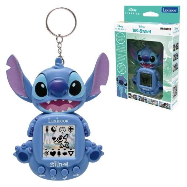 LEXIBOOK Mon compagnon virtuel Stitch, My Best-e, Console de jeu portable pour enfants, Ecran colorisé, Disney, JLMB10D, Des 5 ans