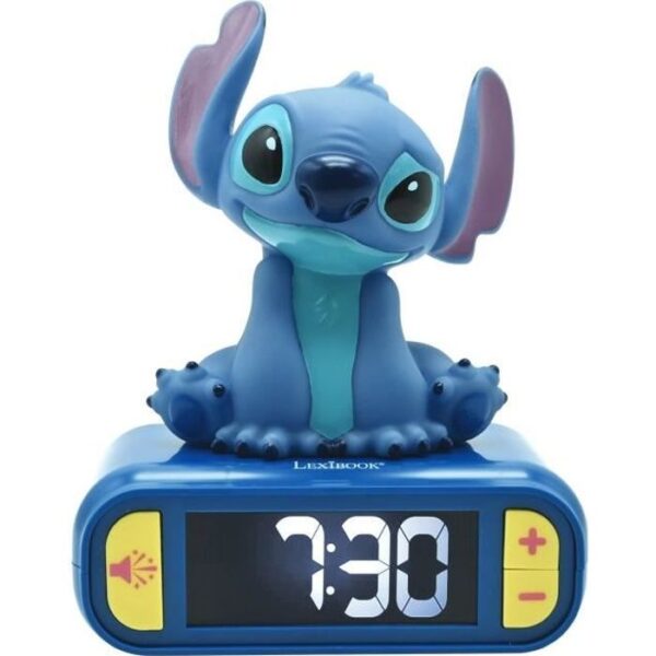 Réveil veilleuse digital Stitch, Sons et mélodies, Ecran LCD rétro-éclairé, Lumineux, Disney Stitch, Bleu, Lexibook, RL800D