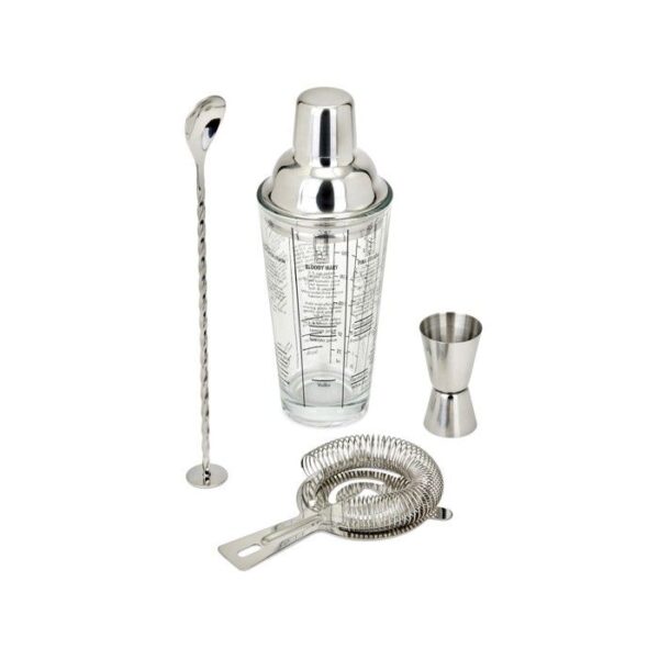 Set a cocktails - LIVOO - GS156 - 400 ml - Acier inoxydable - 1 shaker, 1 doseur, 1 cuillere, 1 passoire - Double graduation