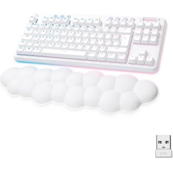 Clavier Gamer - Sans fil - Logitech G - G715 - Mécanique - Repose-Poignet - Switch Linéaire - AZERTY - White Mist