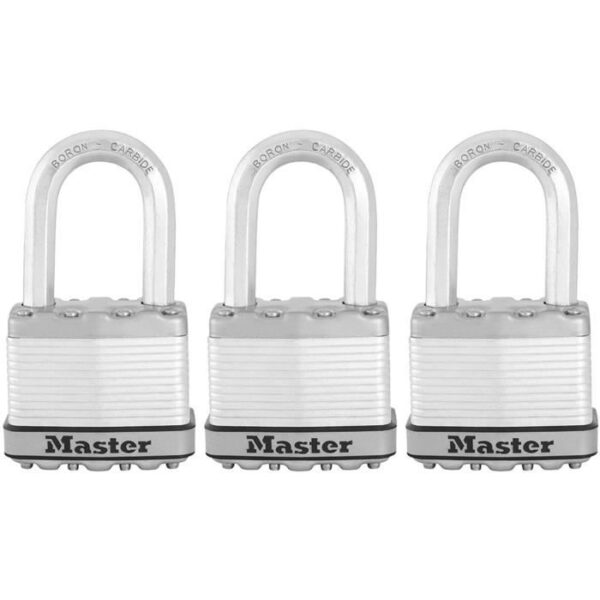 Cadenas Haute Sécurité - MASTER LOCK - M115EURTRILF - A Clé - Acier Laminé Recouvert - Extérieur - Anti-rouille - Anse M - Pack de