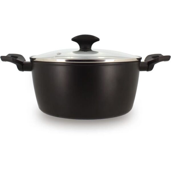 Faitout - MENASTYL - 6020647 - En alumimium forgé - 24 cm - Noir - Tous feux dont induction