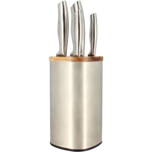 Bloc de couteaux 5 pieces - MENASTYL - 5041070 - En acier inoxydable - Bois