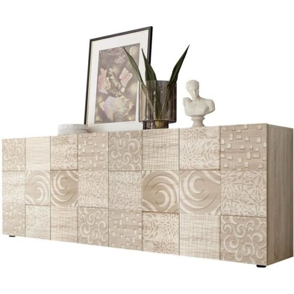 Buffet - MIRONA - 4 portes - Chene Samoa avec serigraphie - 241 x 43 x 84 cm