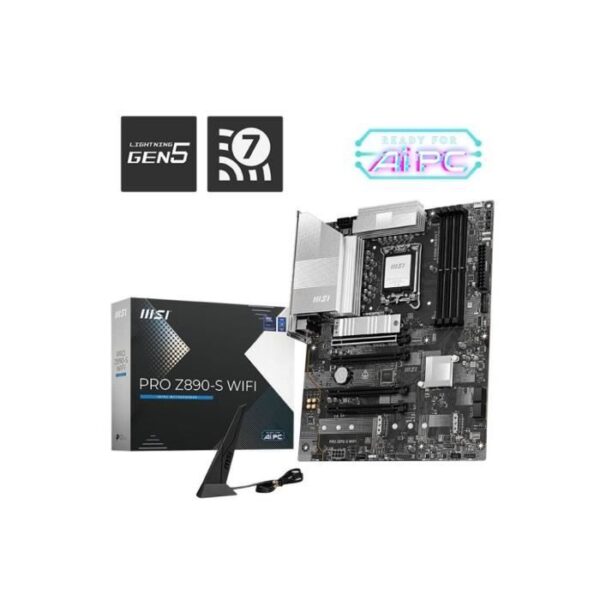 Carte mere - MSI - PRO Z890-S WIFI - Wi-Fi 7, 5G LAN, Thunderbolt 4, PCIe 5.0, argentée