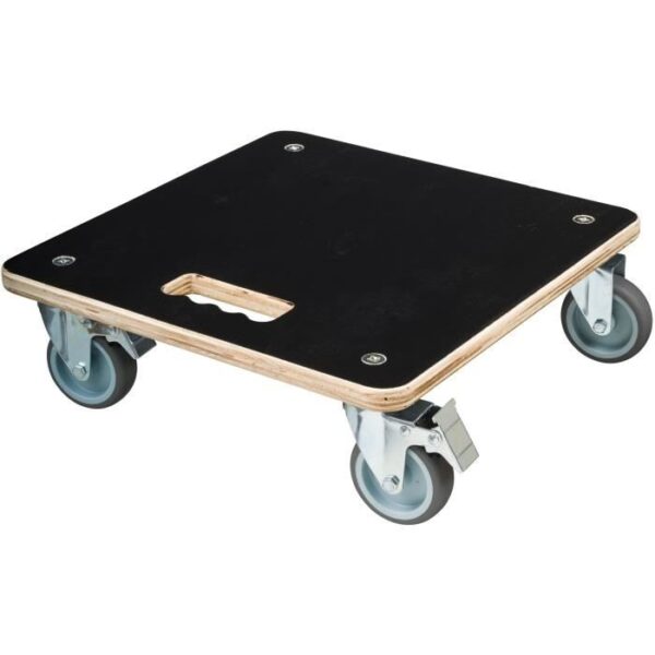Tablette a roulettes pour plantes - NATURE - Chariot a plantes carré - Bois noir - 38x38 cm - Charge 250 kg