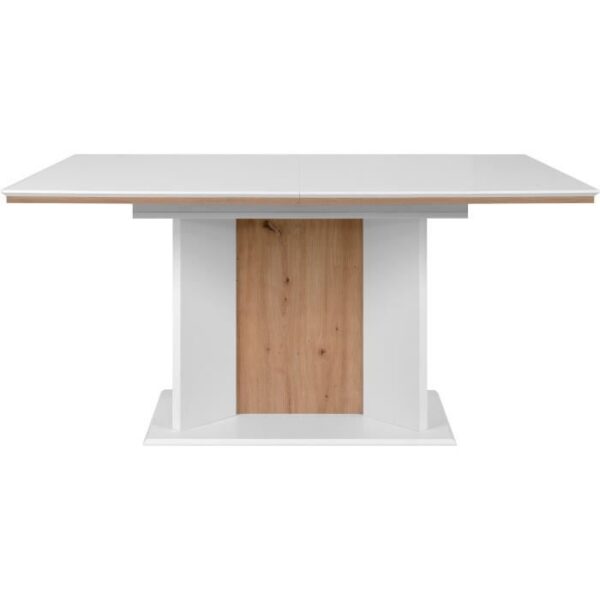 Table extensible - ARONA - Rectangulaire - 10 personnes - 160/200 x 76 x 90 cm - Blanc / chene artisan