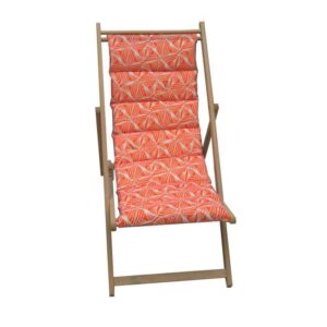 JARDIN PRIVE Chilienne matelassée Vague - Toile amovible - Structure en bois - Orange et blanc