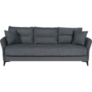 Canapé convertible 3 places  - OTTOWA - Tissu gris foncé - 2 coussins - Coffre de rangement -  217 x 92 x 85 cm