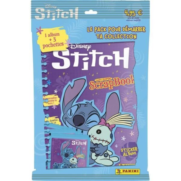 Album + 3 pochettes - PANINI - STITCH 2 - MON SUPER SCRAPBOOK - 15 stickers