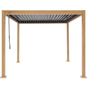 Pergola bioclimatique GAYA - Structure en aluminium et en acier - l300 x P300 x H240 cm - Aspect Bois